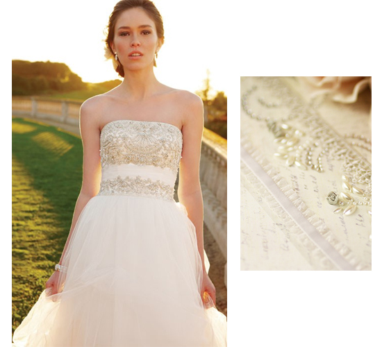 For a beaded gown Consider incorporating sparkly rhinestones as a focal